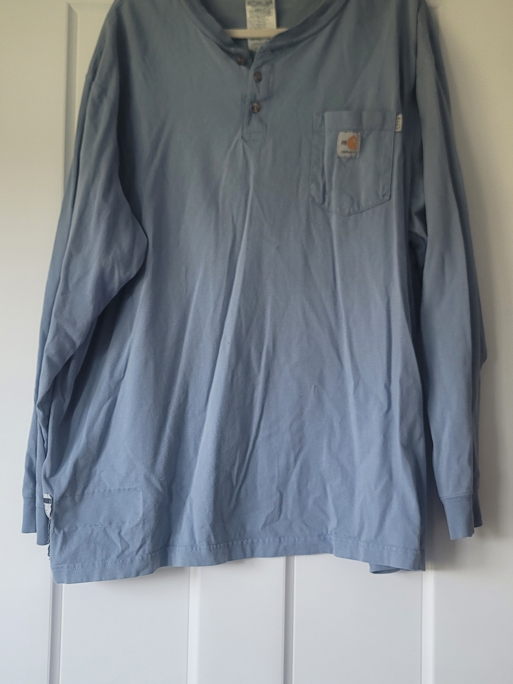 Carhartt Men’s Long-Sleeve FR Henley Pocket Shirt - Light Blue